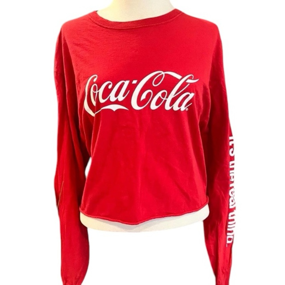 Coca Cola Long Sleeve Crop Top Crewneck Shirt Large
